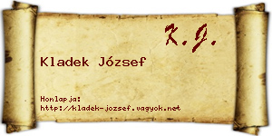 Kladek József névjegykártya